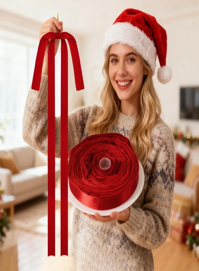 LLWAN 14 Pcs Red Velvet Bows Ornaments for Christmas Tree, Staircase, Fireplace, Wreath, Garland, Swag, Door (15 * 24 inch,8 Pieces and 7 * 5 inch,6 Pieces) - Image 4